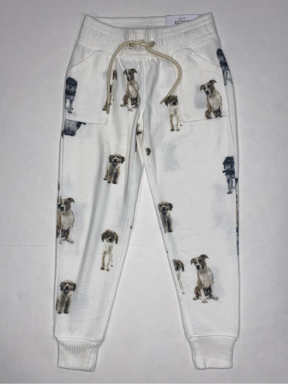 Justice Girls’ Photo Real Dog (Cat) Print Off-White Joggers Size 6